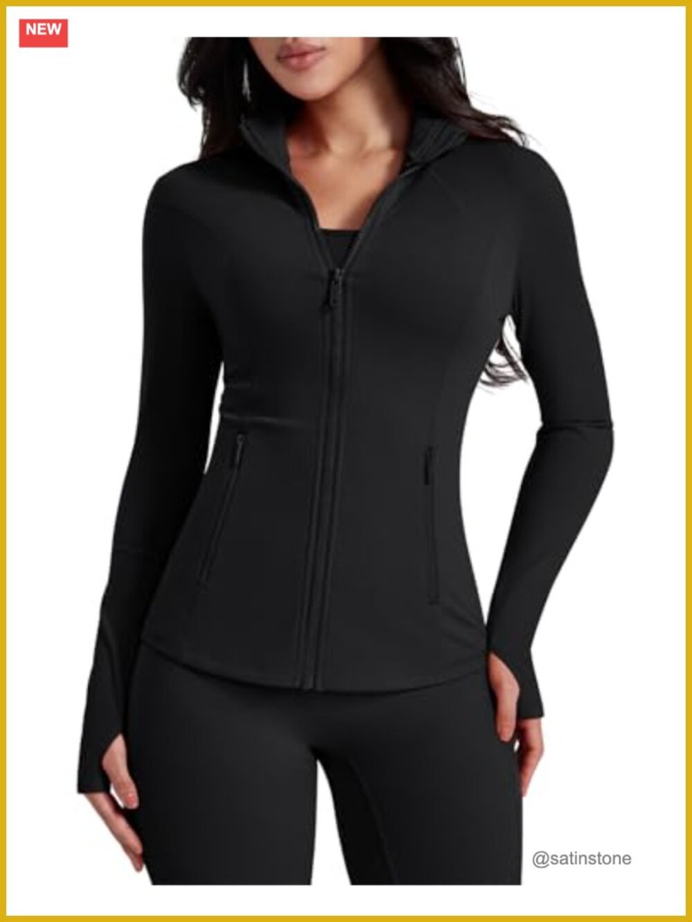 Lightweight Athletic Zip Up Jacket with Pockets & Thumb Holes